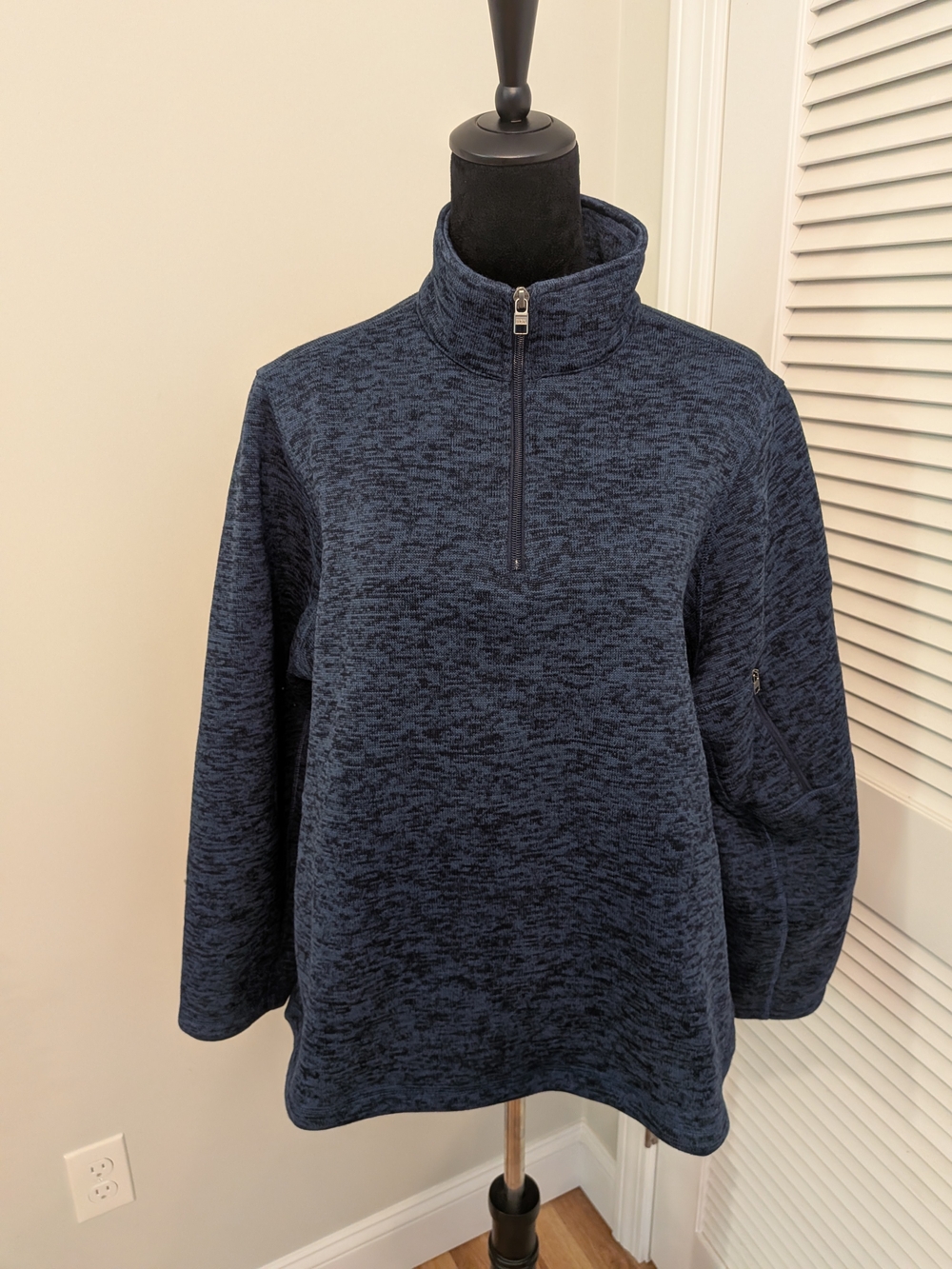 Men's Navy Heather Quarter-Zip Pullover Sweater Size 3X(24W-26W)